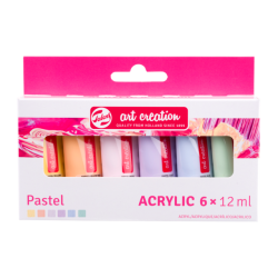 Set acrylique 6 tubes 20ml - Palette couleurs pastels - Art Création