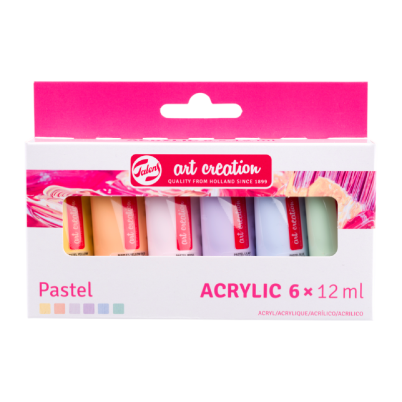 Set acrylique 6 tubes 20ml - Palette couleurs pastels - Art Création