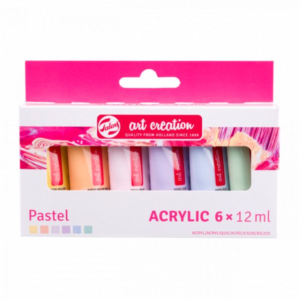 Set acrylique 6 tubes 20ml - Palette couleurs pastels - Art Création