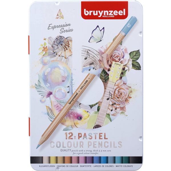 Boîte de 12 crayons de couleur pastels haute qualité  - Bruynzeel