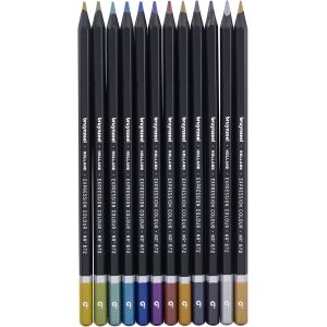 Boîte de 12 crayons de couleur métalliques mine solide 3mm- Bruynzeel