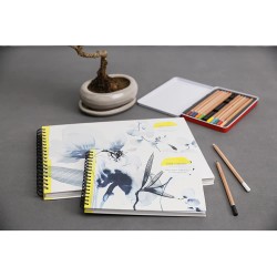 Carnet d'artiste reliure intégrale MULTITECHNIQUES- Inkebana