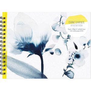 Carnet d'artiste reliure intégrale avec motif fleural - Inkebana