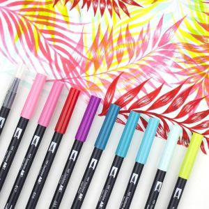 Set de 6 feutres double pointe ABT- point fine et pinceau - Pastel - Tombow