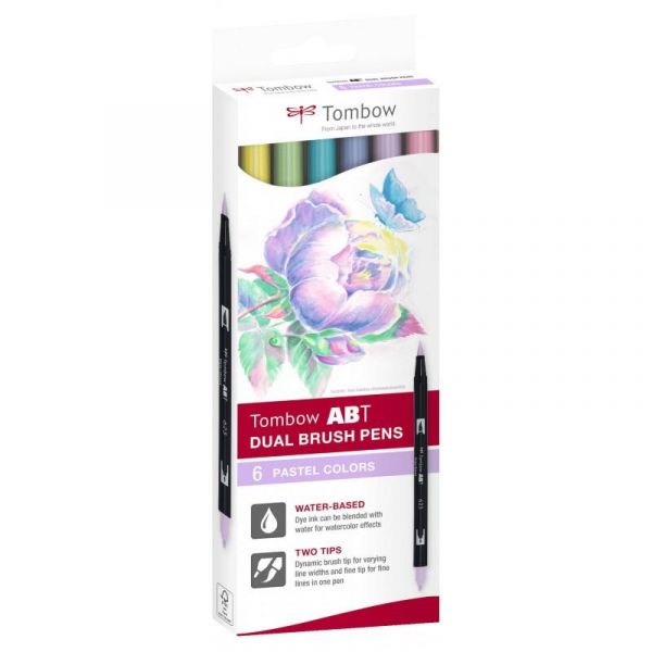 Set de 6 feutres double pointe ABT- Couleurs pastel - Tombow