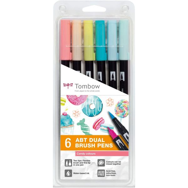 Set de 6 feutres double pointe ABT - Candy - Tombow - Creastore