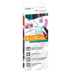 BOITE 6 feutres double pointe ABT- Vintage - Tombow