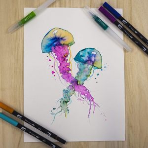 Dessin et aquarelle avec le set de 6 feutres double pointe ABT- Dermato - Tombow