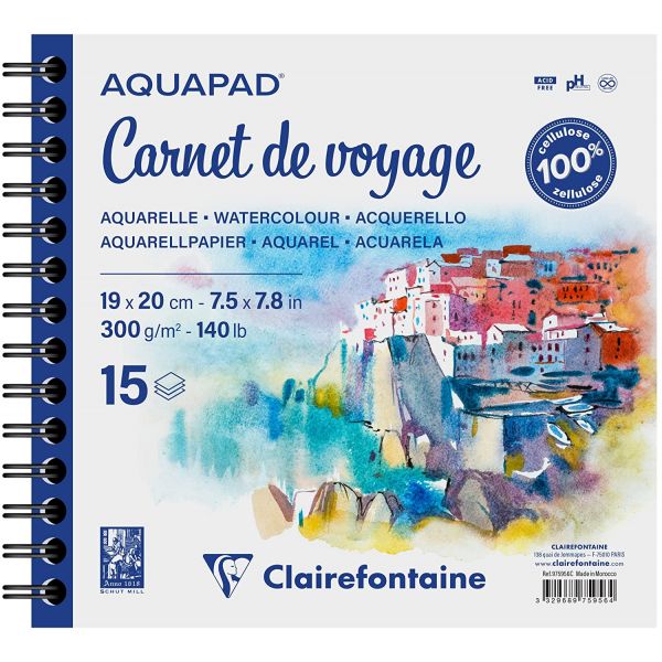 Carnet aquarelle Aquapad - Format 19 x 20 cm - Clairefontaine