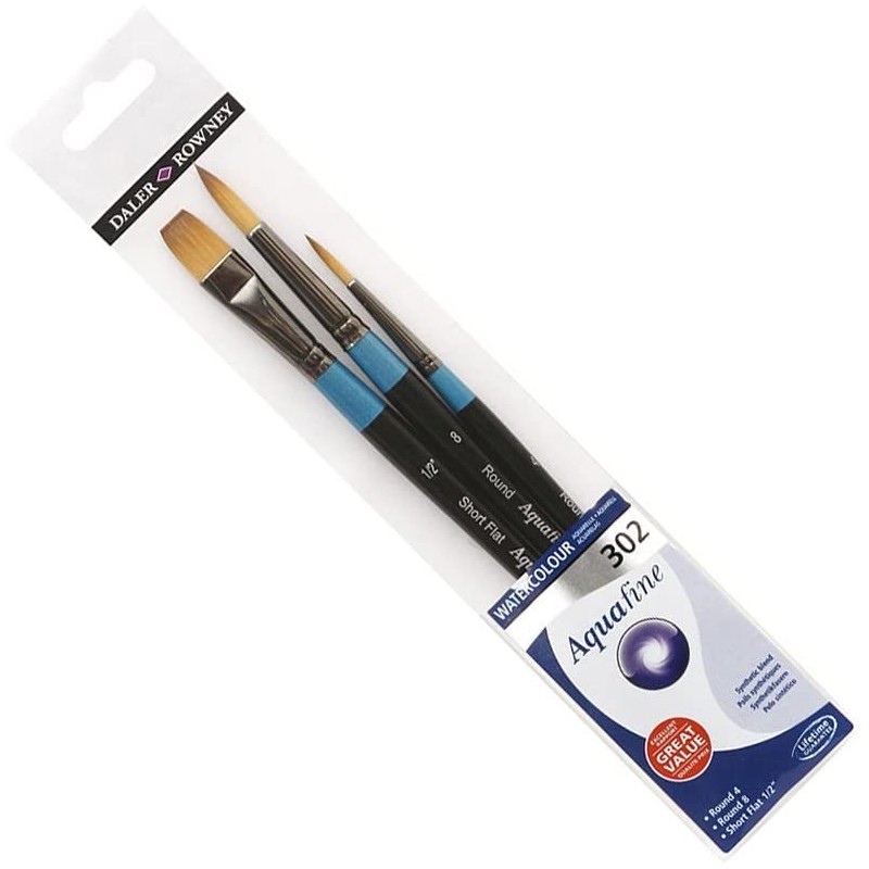 Pochettes 3 Pinceaux aquarelle Aquafine - Daler Rowney