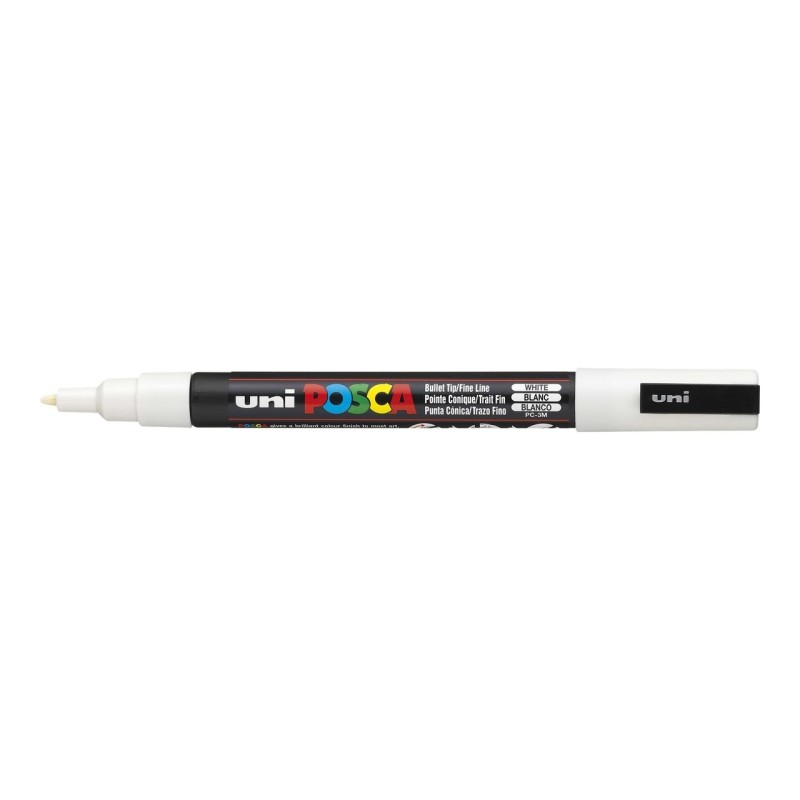 Set de 4 POSCA - pointe calibrée fine 0.9mm- couleur blanche - PC3M