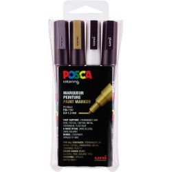 Set de 4 POSCA - marqueur permanent pointe calibrée fine - PC3M