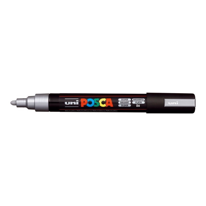 Set de 4 POSCA - pointe calibrée moyenne PC5M - couleur argent 
