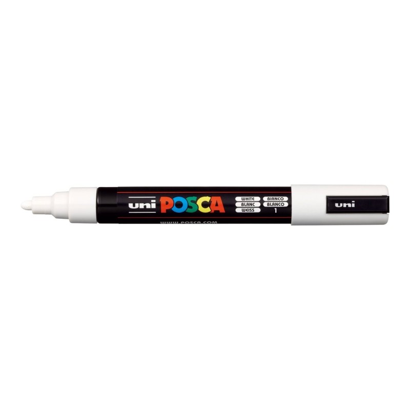 Set de 4 POSCA - pointe calibrée moyenne PC5M - couleur blanche