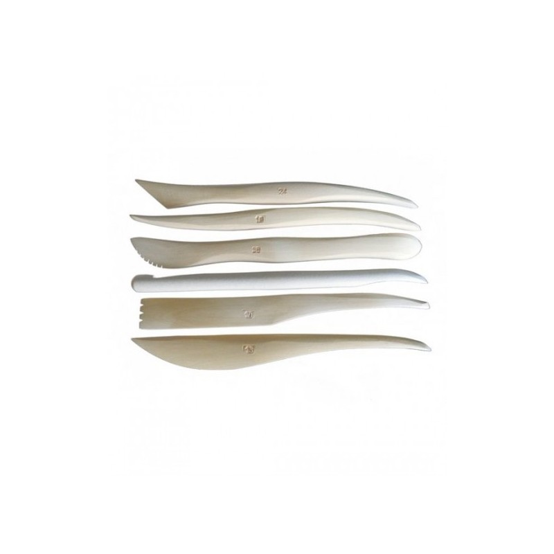 Set de 6 ebauchoirs en bois pour modelage