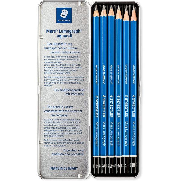 Crayon graphite Mars Lumograph - Set polyvalent - Boîte de 6