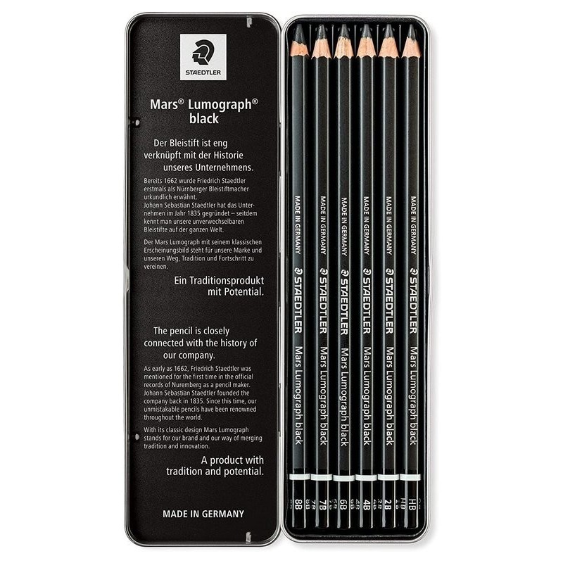 Crayon graphite Mars Lumograph Black - Boîte de 6