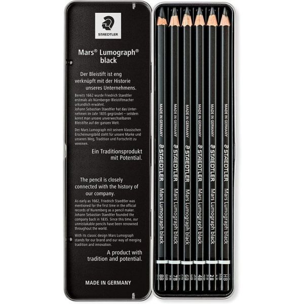 Crayon graphite Mars Lumograph Black - Boîte de 6