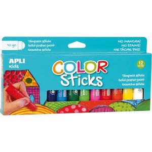 Set de 12 sticks de gouache solide - Séchage rapide, ne tâche pas et facile à utiliser -   Apli