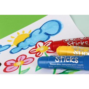 Set de 6 sticks de gouache solide - couleurs vives et intenses - 