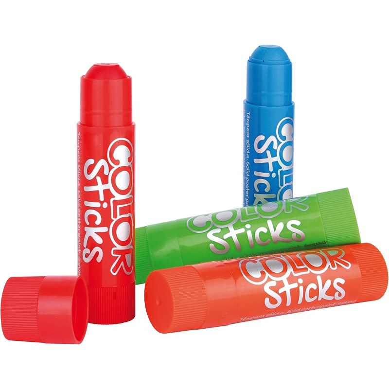 Set de 6 sticks de gouache solide - couleurs assorties