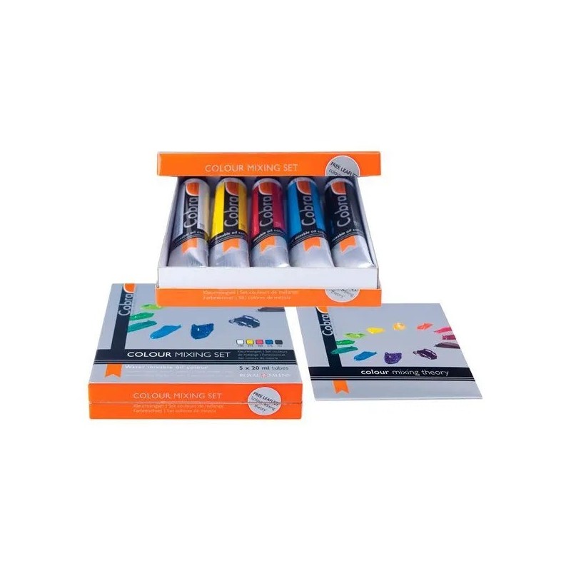 Set de primaires huile Cobra extra-fine - 5 tubes 20ml + guide mélanges peinture