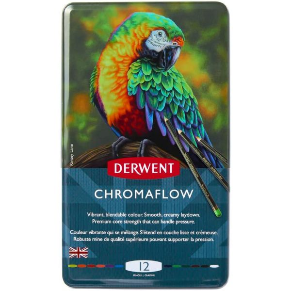 Boîte de 12 crayons Chromaflow - application tendre et veloutée -  Derwent