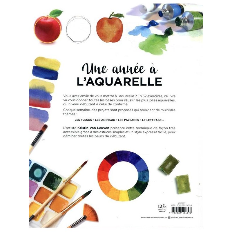 Une année à l'aquarelle - 52 exercices - extrait Livre - Marabout 
