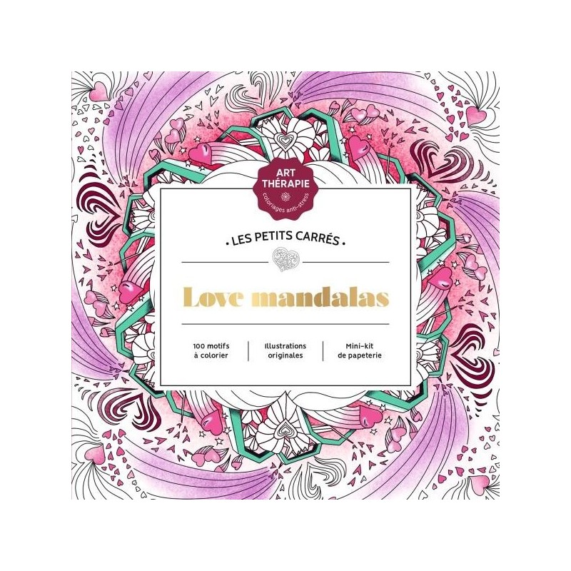 Couverture Love mandalas 100 motifs à colorier - Livre - Hachette Pratique 