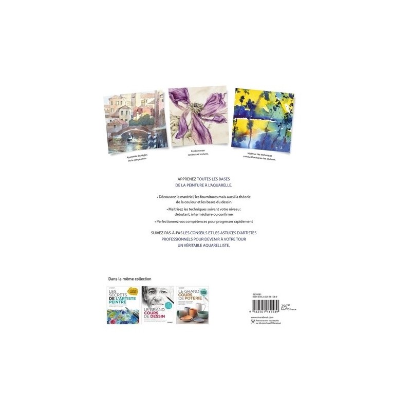 Le grand cours d'aquarelle - dos livre - Marabout 