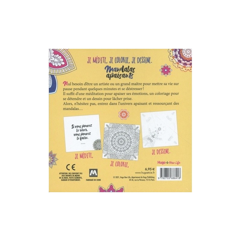 Je médite, je coloris, je dessine - Mandalas apaisants - Livre - Hugo New Life 