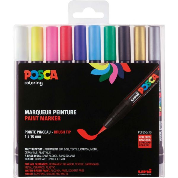 Set de 8 POSCA - pointe pinceau brush 1 à 10mm - PCF350