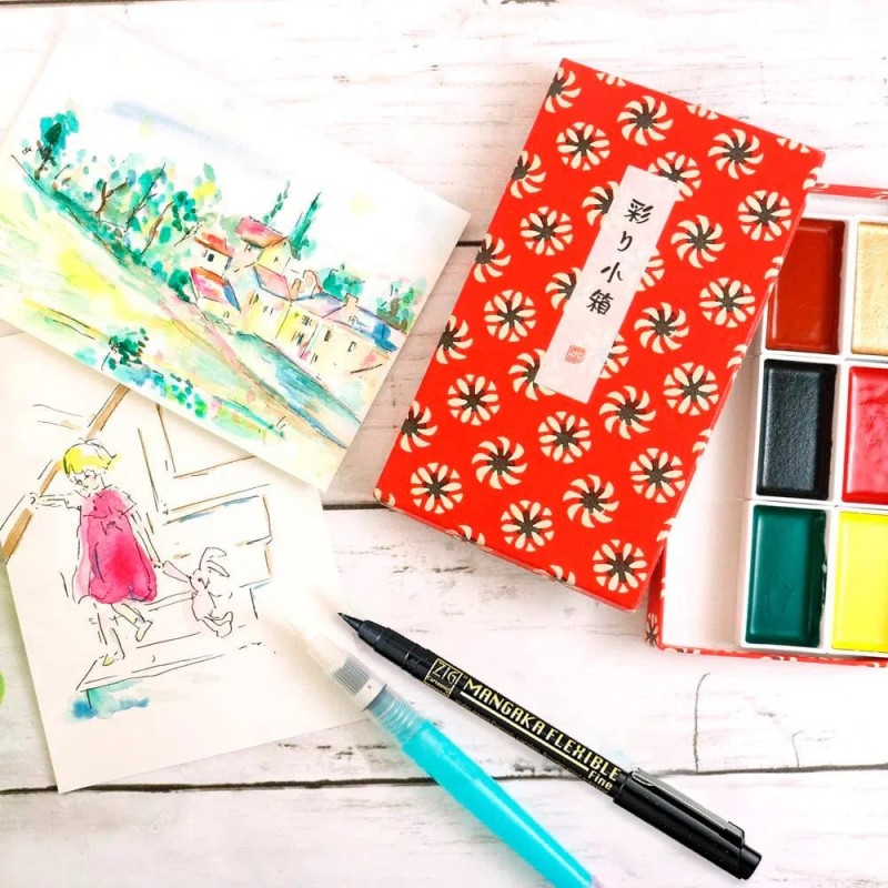 Set aquarelle Gansai - pour scrapbooking, illustration et aquarelle 
