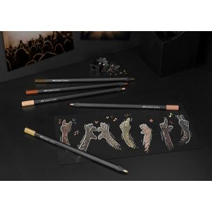 Boîte de 12 crayons de couleurs Black édition - Couleurs peau - Convient pour dessin sur papier clair, coloré et foncé - Faber-C