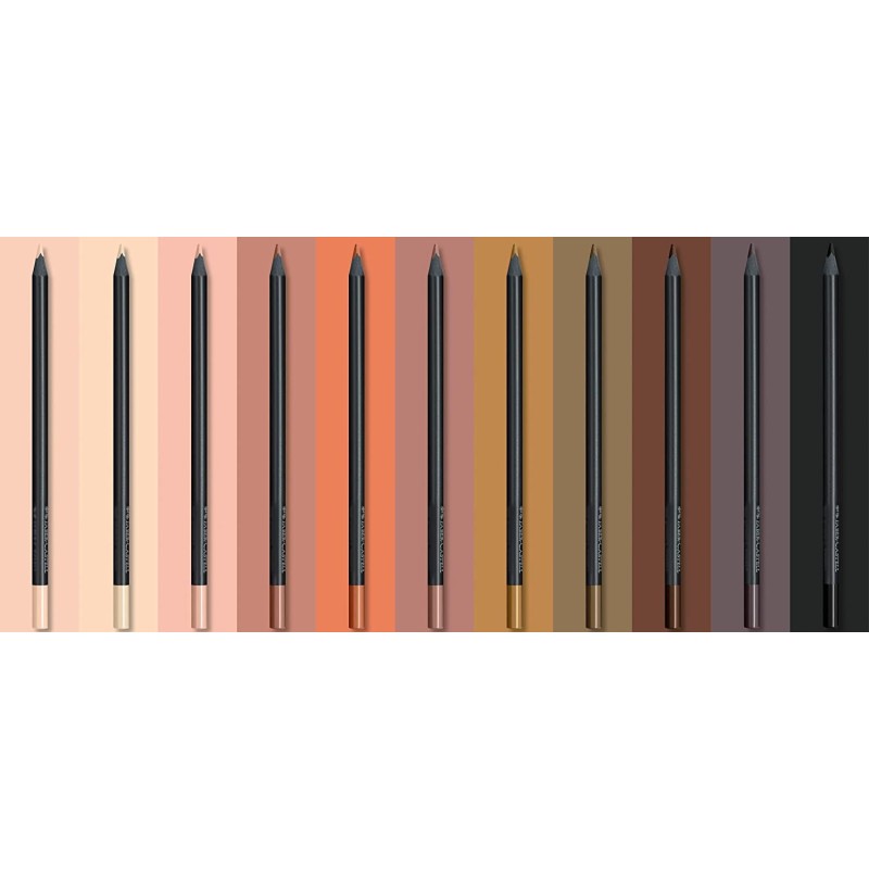 Boîte de 12 crayons de couleurs Black édition - Couleurs peau - Corps en bois noir avec grande variété de tons chair/peau - Fabe