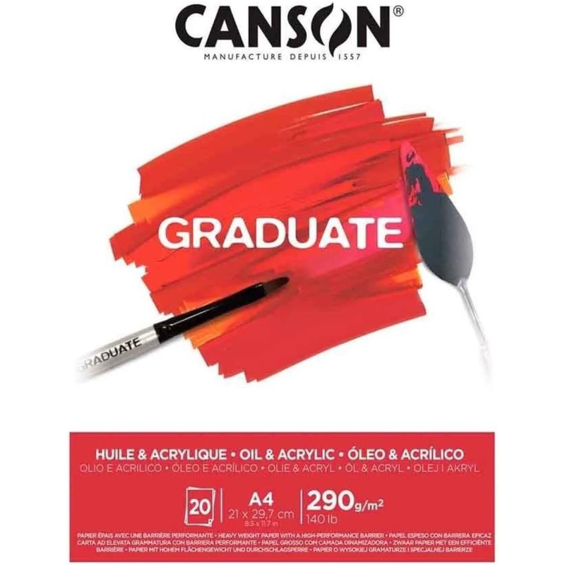 Bloc Graduate pour peinture acrylique & huile - Format A4 - Couleur blanche naturelle -  Canson