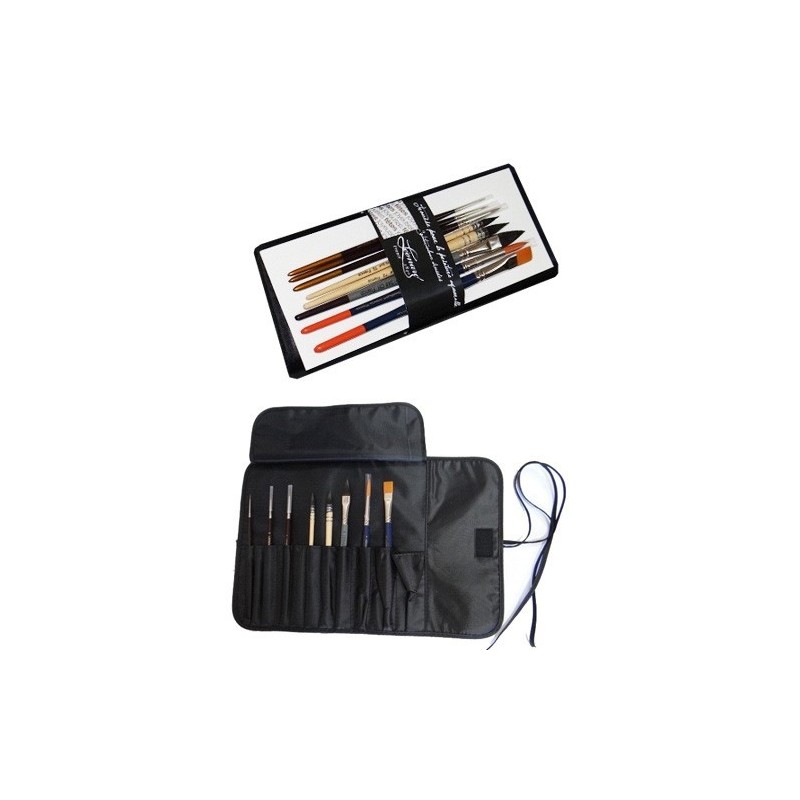 Kit pinceaux léonard pour l'aquarelle - Trousse + 8 pinceaux
