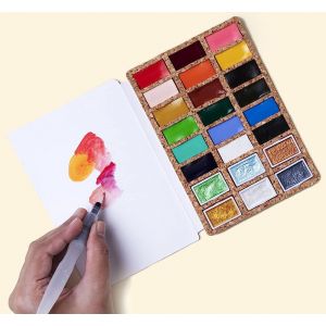 Set aquarelle "Colorsheets” en liège - 24 couleurs - support en liège  Viviva