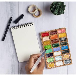 Set aquarelle "Colorsheets” en liège - 24 couleurs - idéal pour artistes nomades -  Viviva