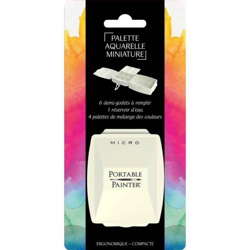 Palette aquarelle de voyage miniature -  5,7 x 7,3 x 2,5 cm 
