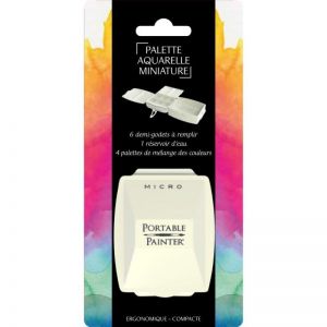 Palette aquarelle de voyage miniature -  5,7 x 7,3 x 2,5 cm 