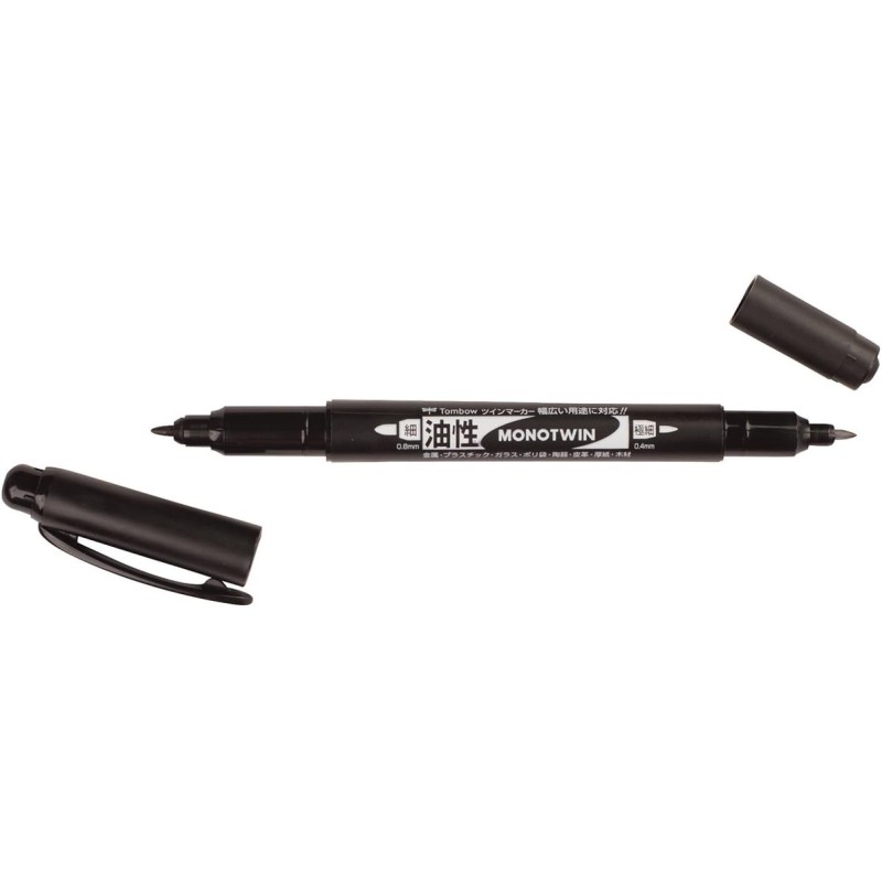 Marqueur MONO twin noire - double pointe : fine 0.4mm et large 0.8mm - Tombow