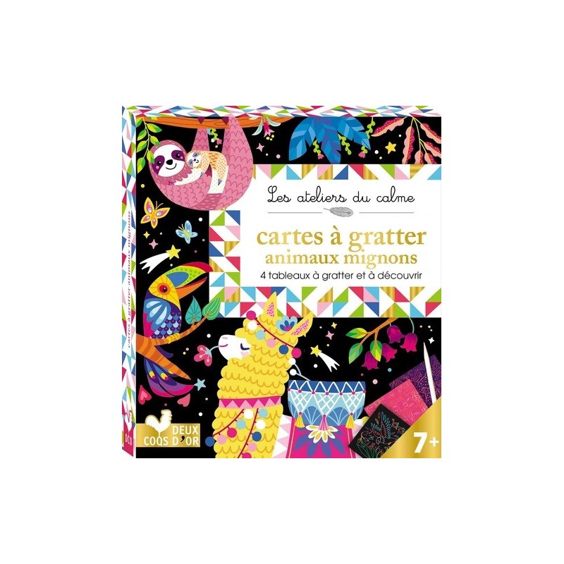 Cartes à gratter animaux mignons - activité ludique zen, détente pour enfants - Livre