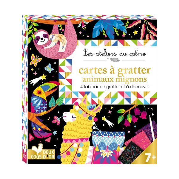 Cartes à gratter animaux mignons - activité ludique zen, détente pour enfants - Livre