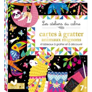 Cartes à gratter animaux mignons - activité ludique zen, détente pour enfants - Livre