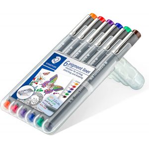 Etui de 6 feutres calibrés de couleurs - Pigment Liner 0,3 mm - Tracés nets et précis -  Staedtler