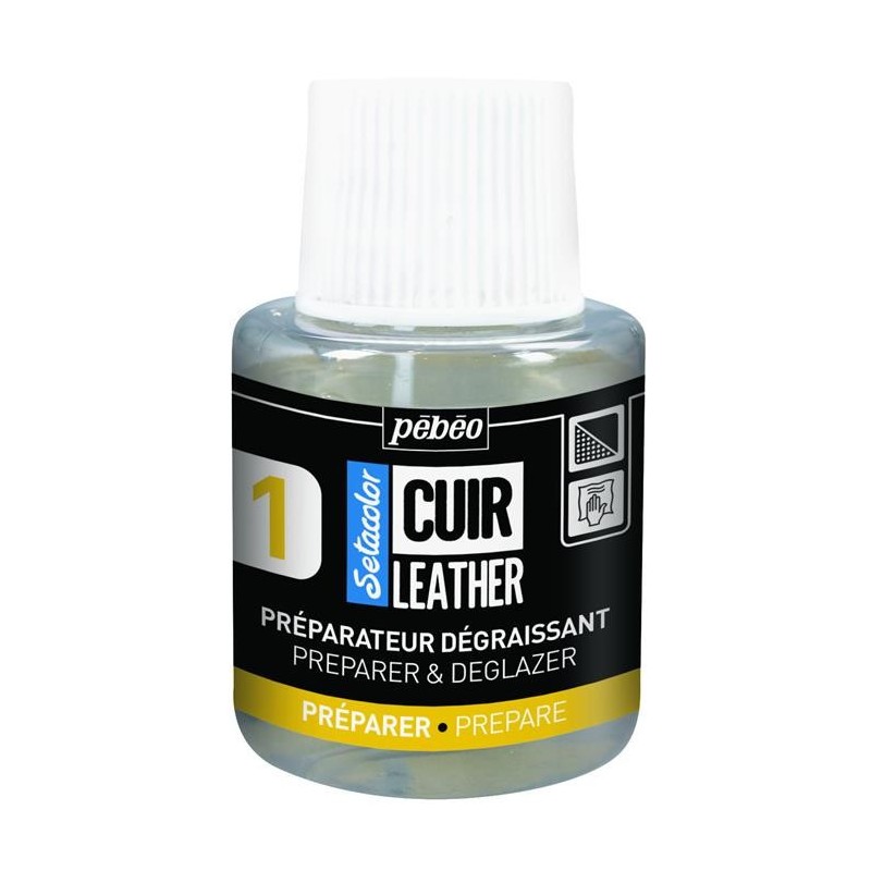 Préparateur dégraissant - Setacolor cuir - nettoyant pour cuir naturel et synthétique - Pébéo