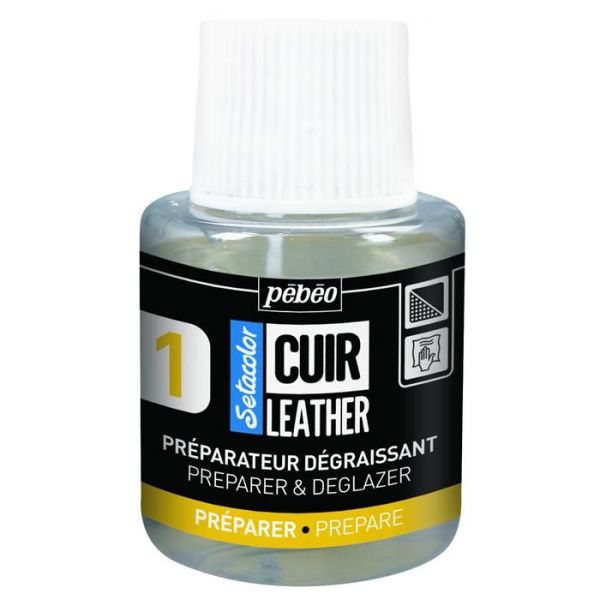 Préparateur dégraissant - Setacolor cuir - nettoyant pour cuir naturel et synthétique - Pébéo