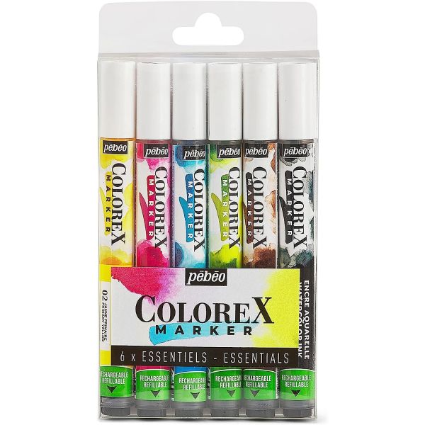 Set 6 marqueurs aquarelle Colorex - Couleurs transparentes et lumineuses - Pébéo