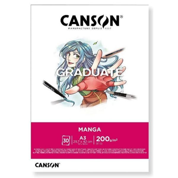 Bloc Graduate Manga - format A3 et A4 - 30 feuilles papier lisse 200g - Canson